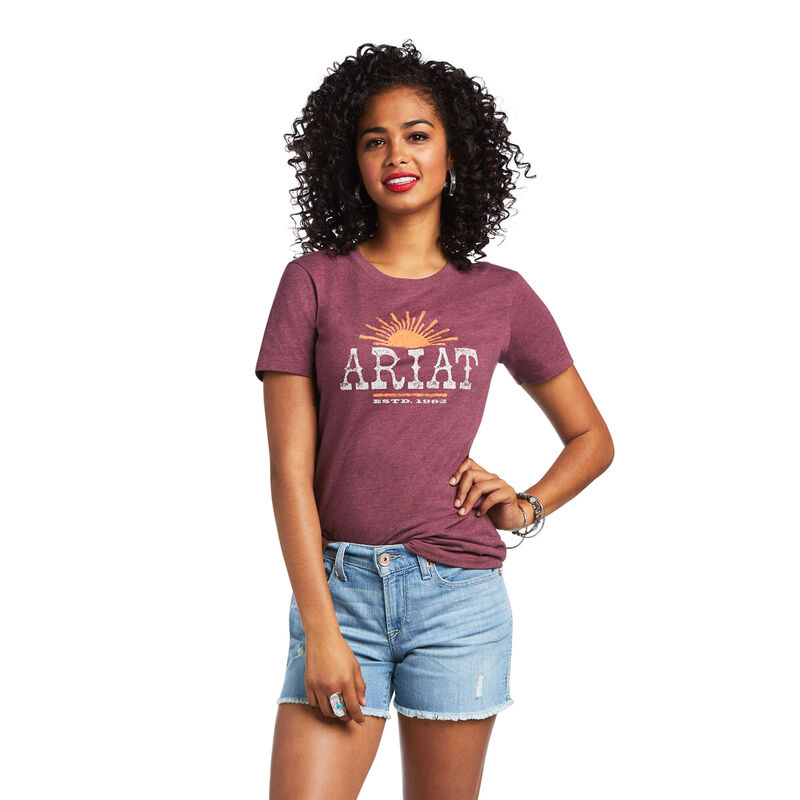 Camisetas Ariat Amarillo Burdeos Mujer - Chile 259-KFRZHW